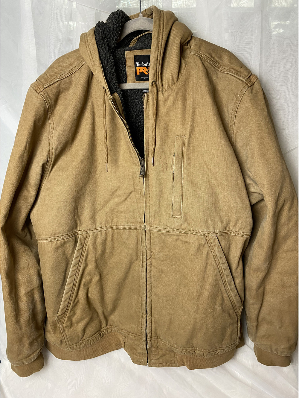 Timberland Pro tan hooded work jacket
